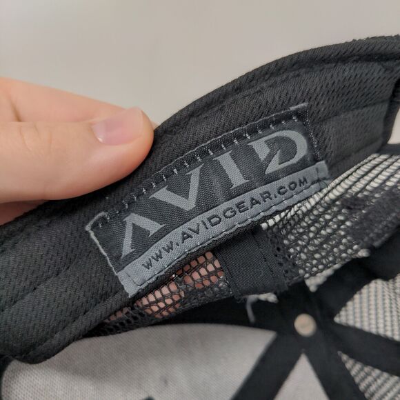 Avid Hook Logo Snapback Mesh Back Trucker Hat Black OSFM Embroidered - Picture 8 of 9